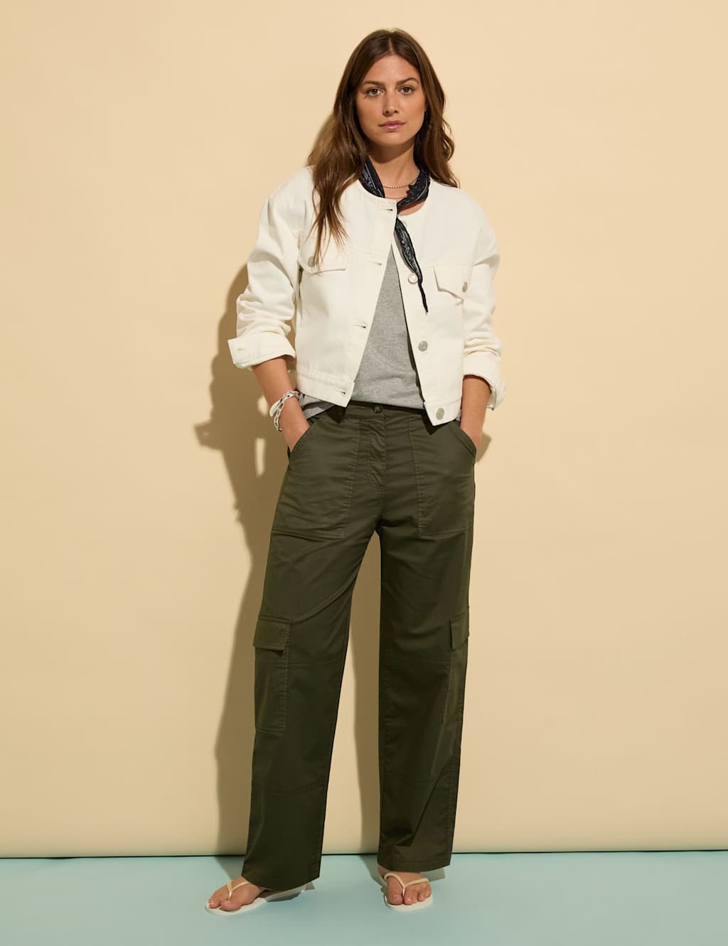 Cotton Rich Cargo Wide Leg Trousers