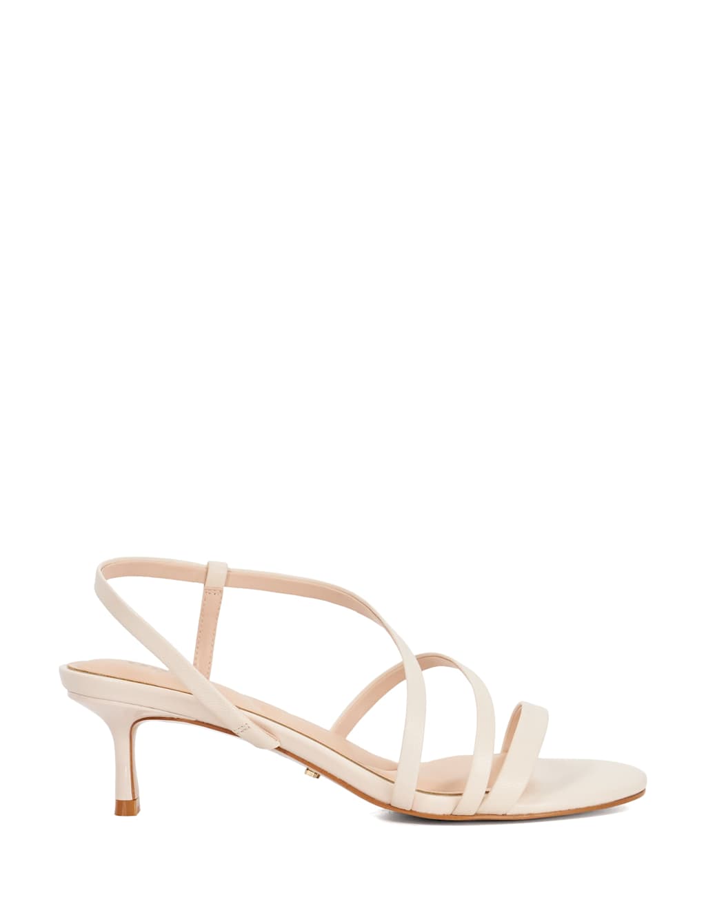 Leather Ankle Strap Kitten Heel Sandals