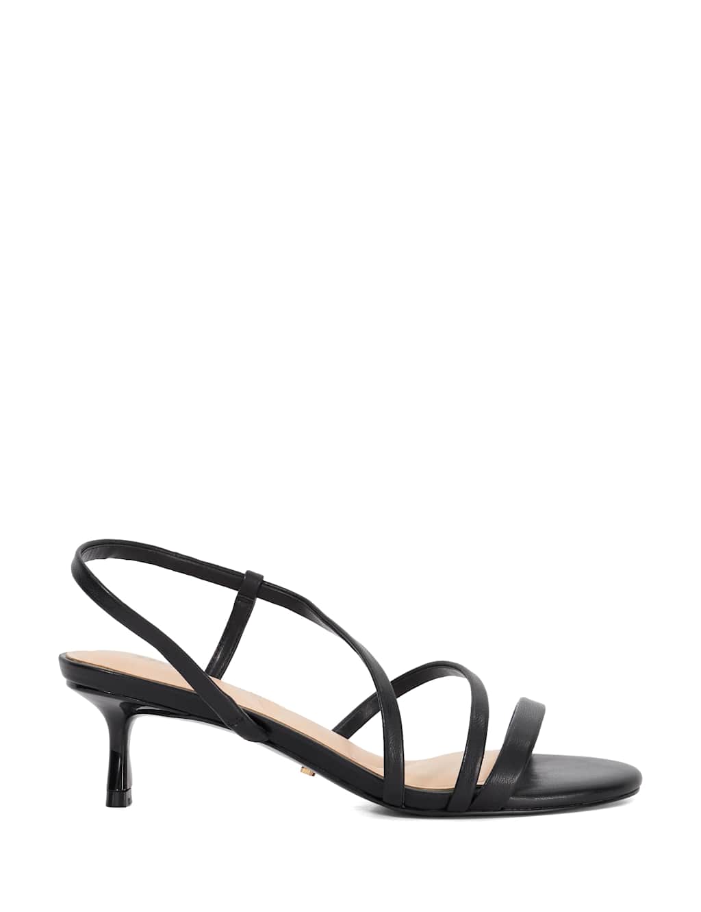 Leather Ankle Strap Kitten Heel Sandals