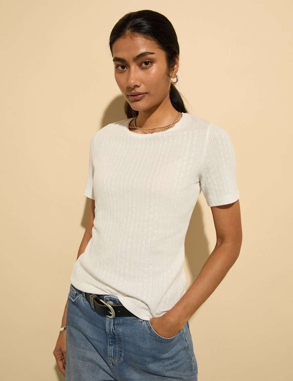 Pure Cotton Ribbed T-Shirt