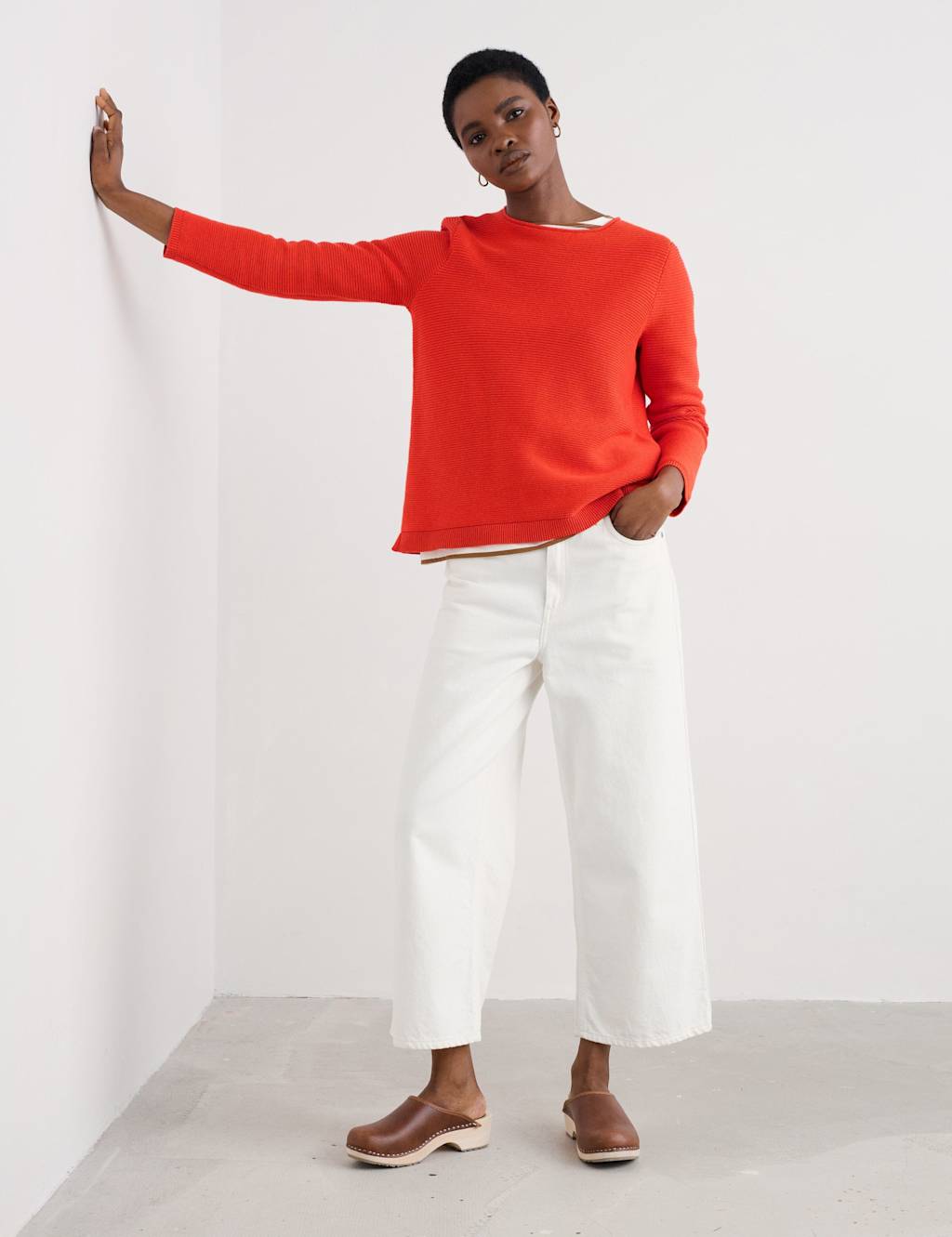 Seasalt Cornwall Pure Cotton Crew Neck Relaxed Jumper Orange