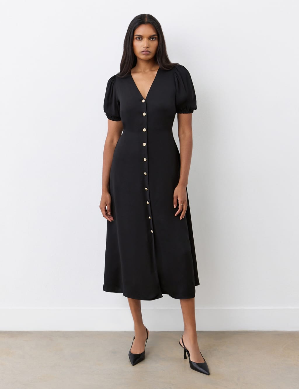 Crepe Midi Tea Dress