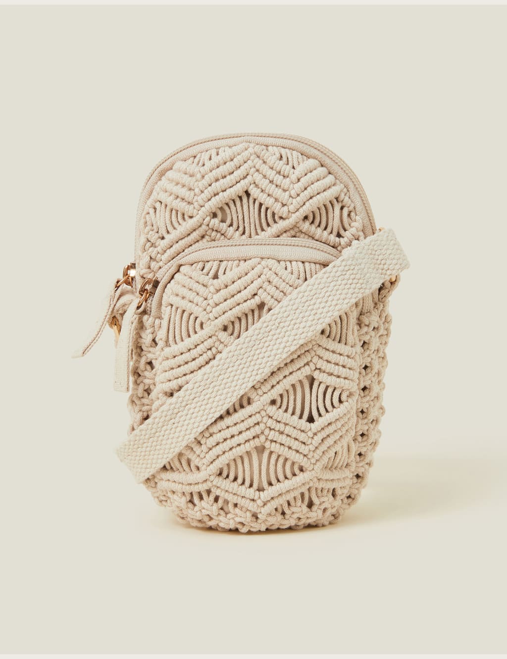 Pure Cotton Macrame Cross Body Phone Bag