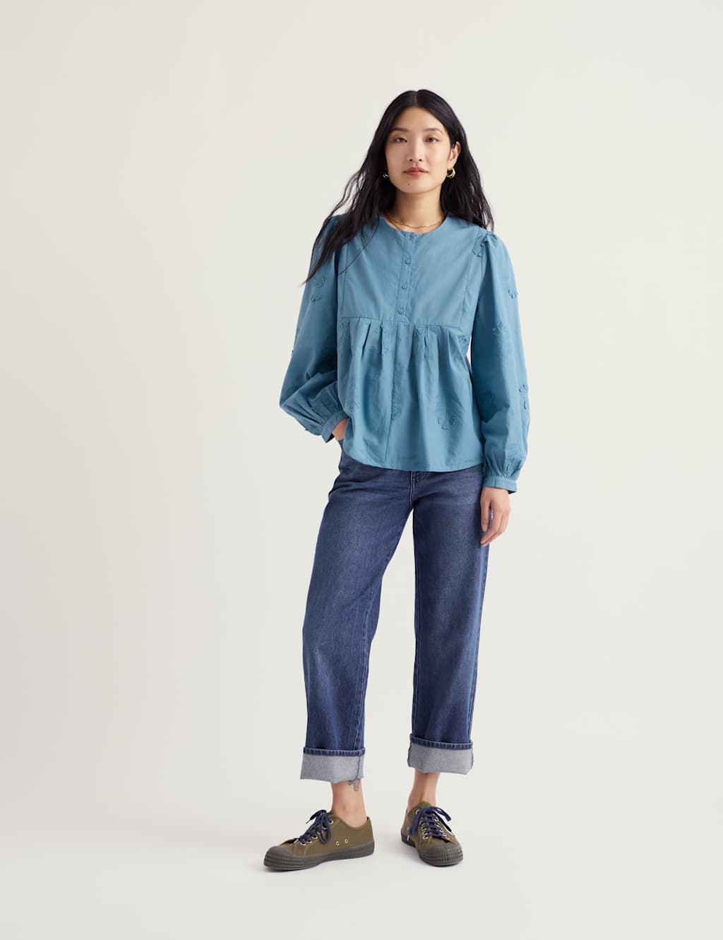 Seasalt Cornwall Women's Pure Cotton Embroidered Relaxed Shirt - 16 - Blue Mix - Available at M&S