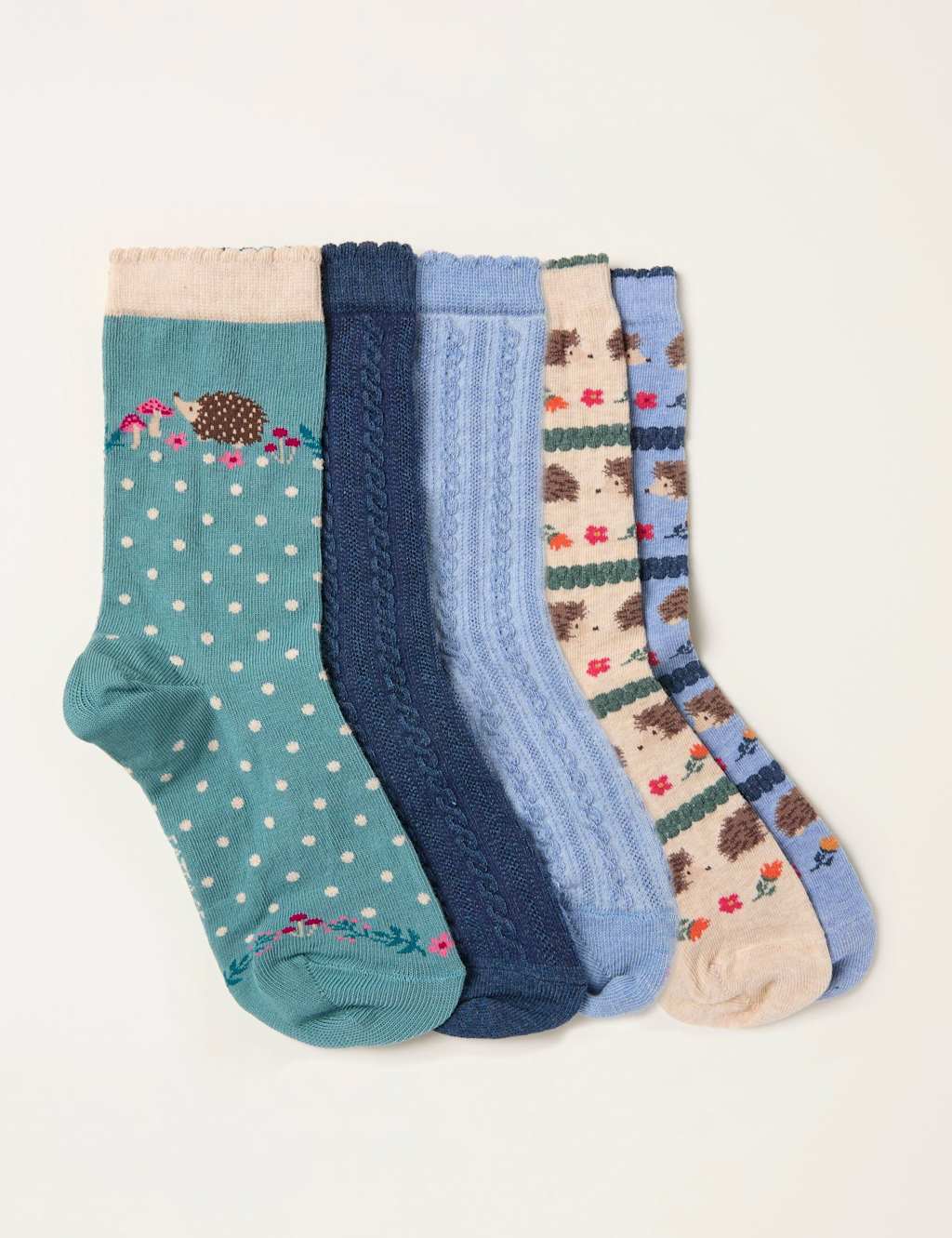 FatFace 2 Pack Cotton Rich Patterned Ankle Socks Multi