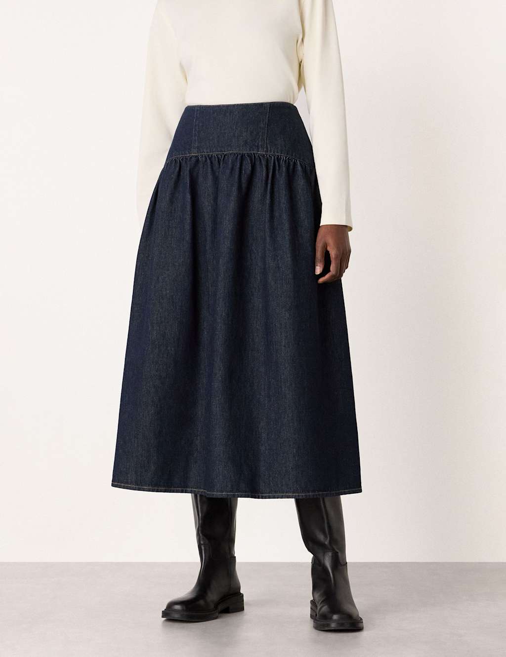 Whistles Women's Denim Midi Tiered Skirt - 12 - Available at M&S