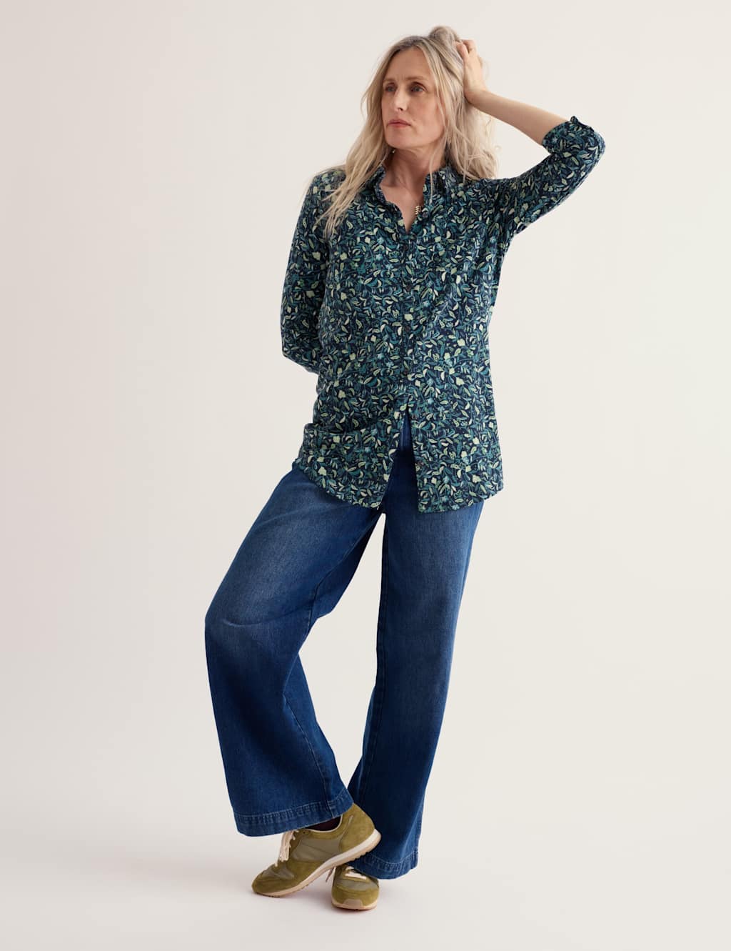 Seasalt Cornwall Women's Cotton Modal Blend Floral Button Through Tunic - 14 - Navy Mix - Available at M&S