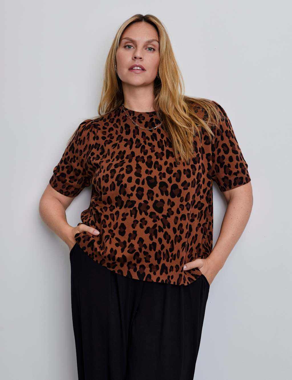 Live Unlimited London Women's Cotton Rich Animal Print Jumper - 20 - Brown - Available at M&S