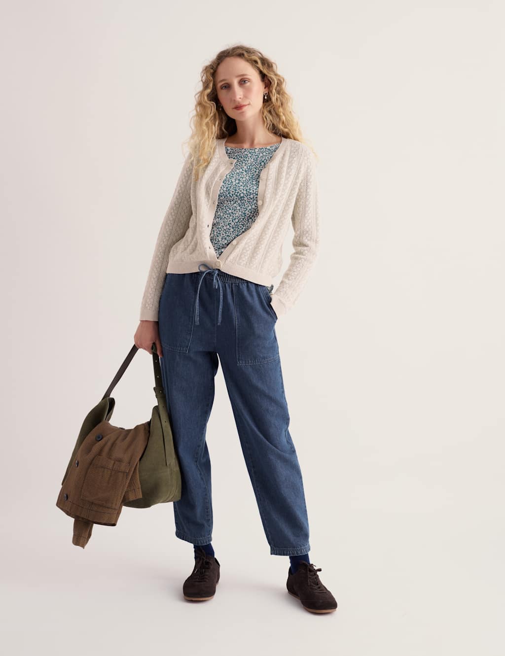 Seasalt Cornwall Women's Cotton Rich Floral Round Neck Top - 18 - Light Blue Mix - Available at M&S
