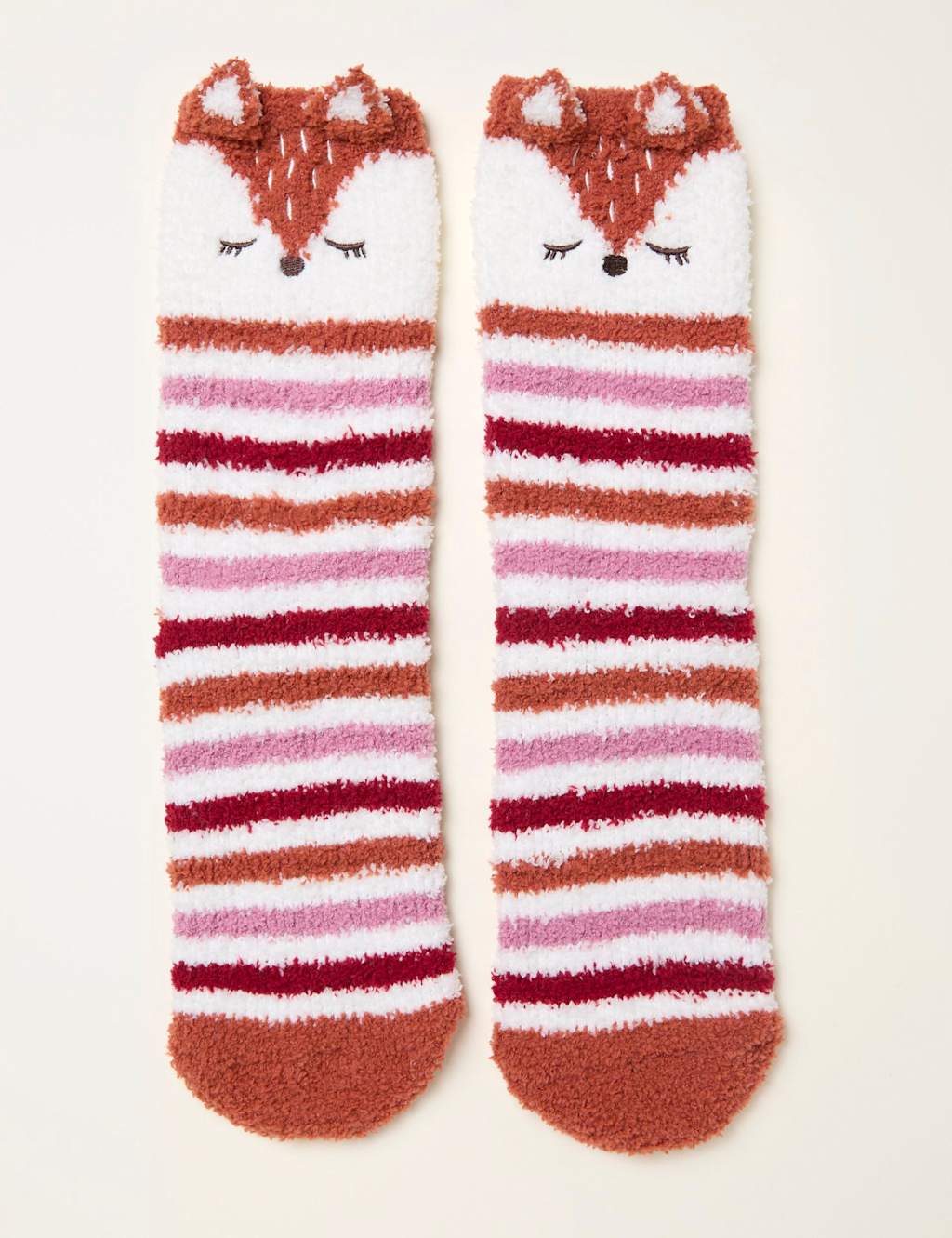 FatFace Striped Fluffy Socks Orange Mix