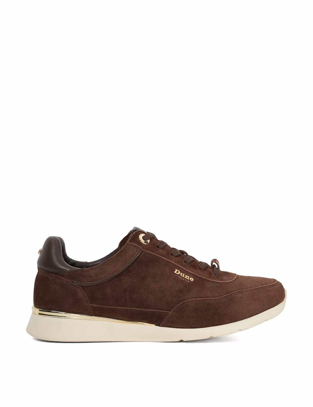 Dune London Suede Lace Up Hardware Detail Trainers Brown