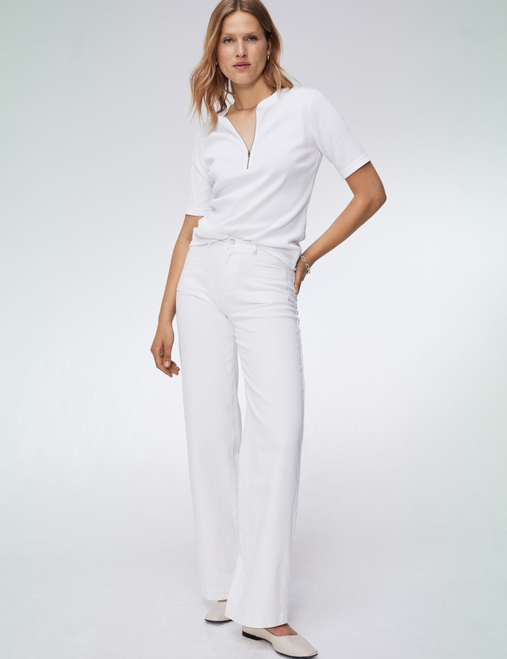 Pure Cotton Half Zip Top