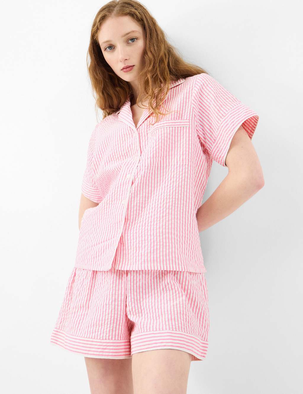 Accessorize Women's Pure Cotton Striped Shortie Set - Small - Pink - Available at M&S