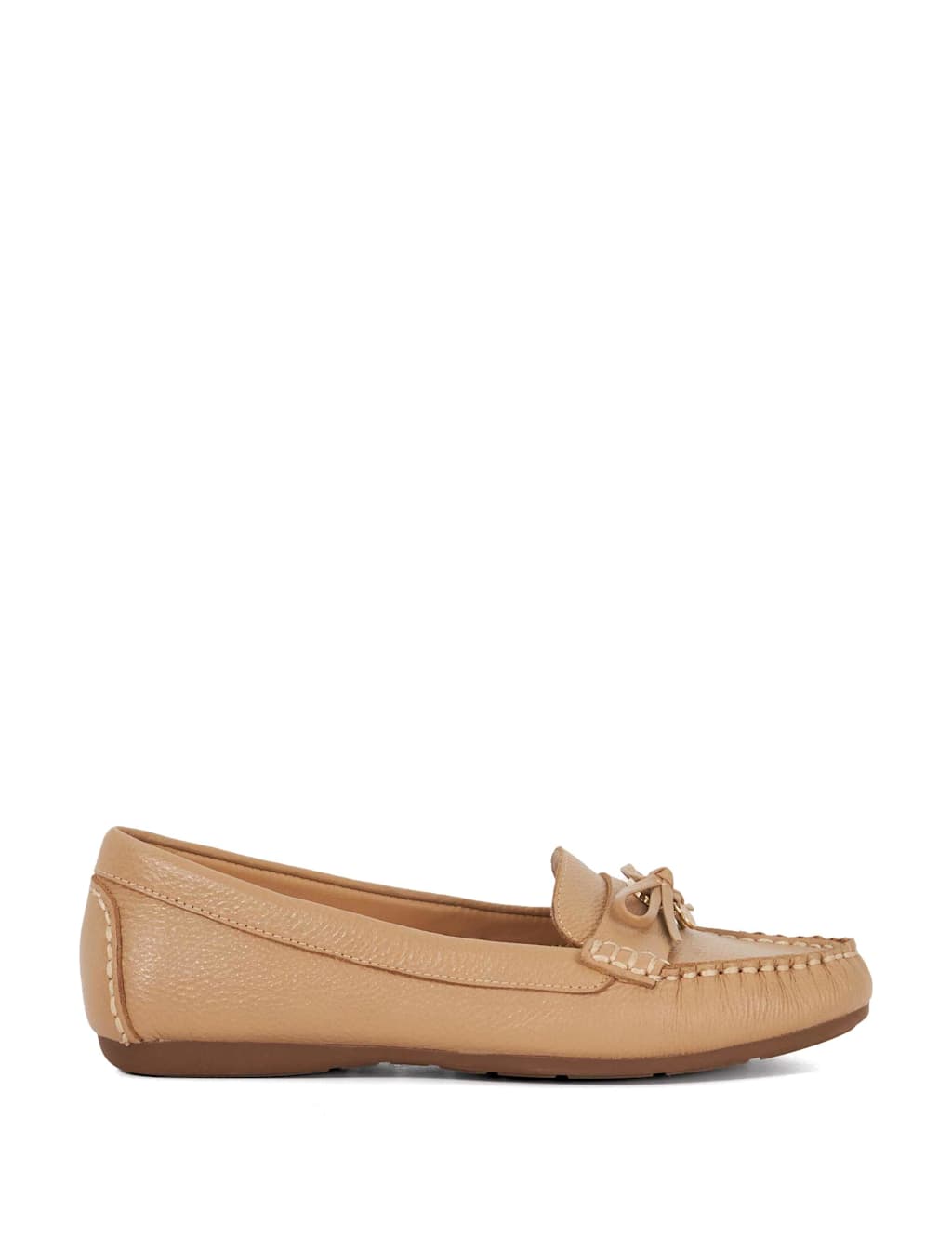 Wide Fit Leather Bow Detail Flat Loafers