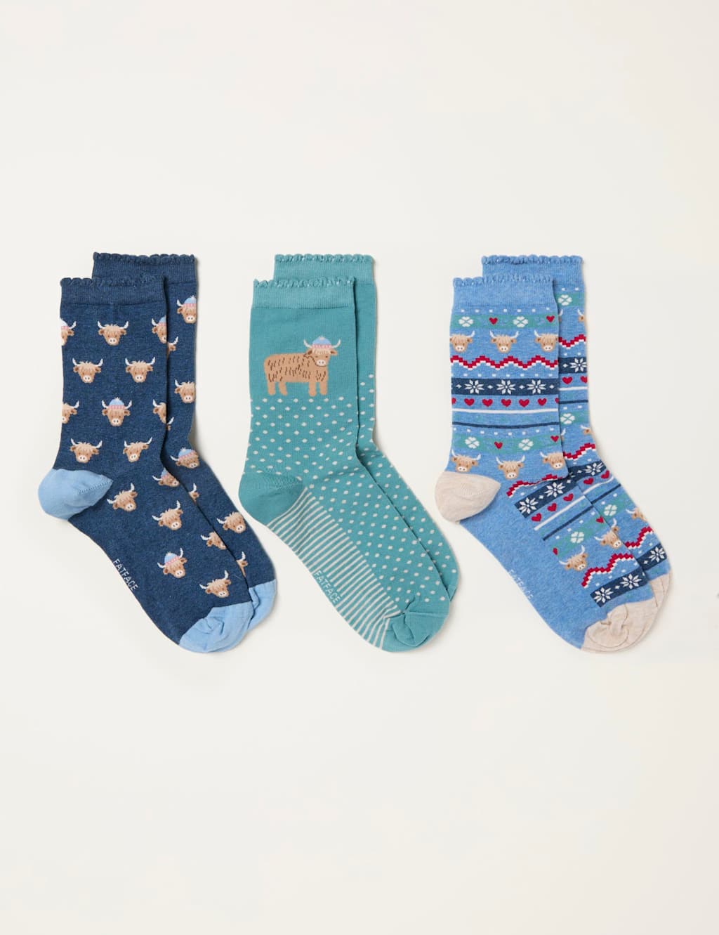 FatFace 3pk Cotton Rich Trainer Socks Multi