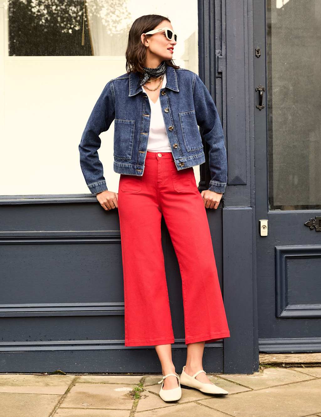 High Waisted Wide Leg Cropped Jeans