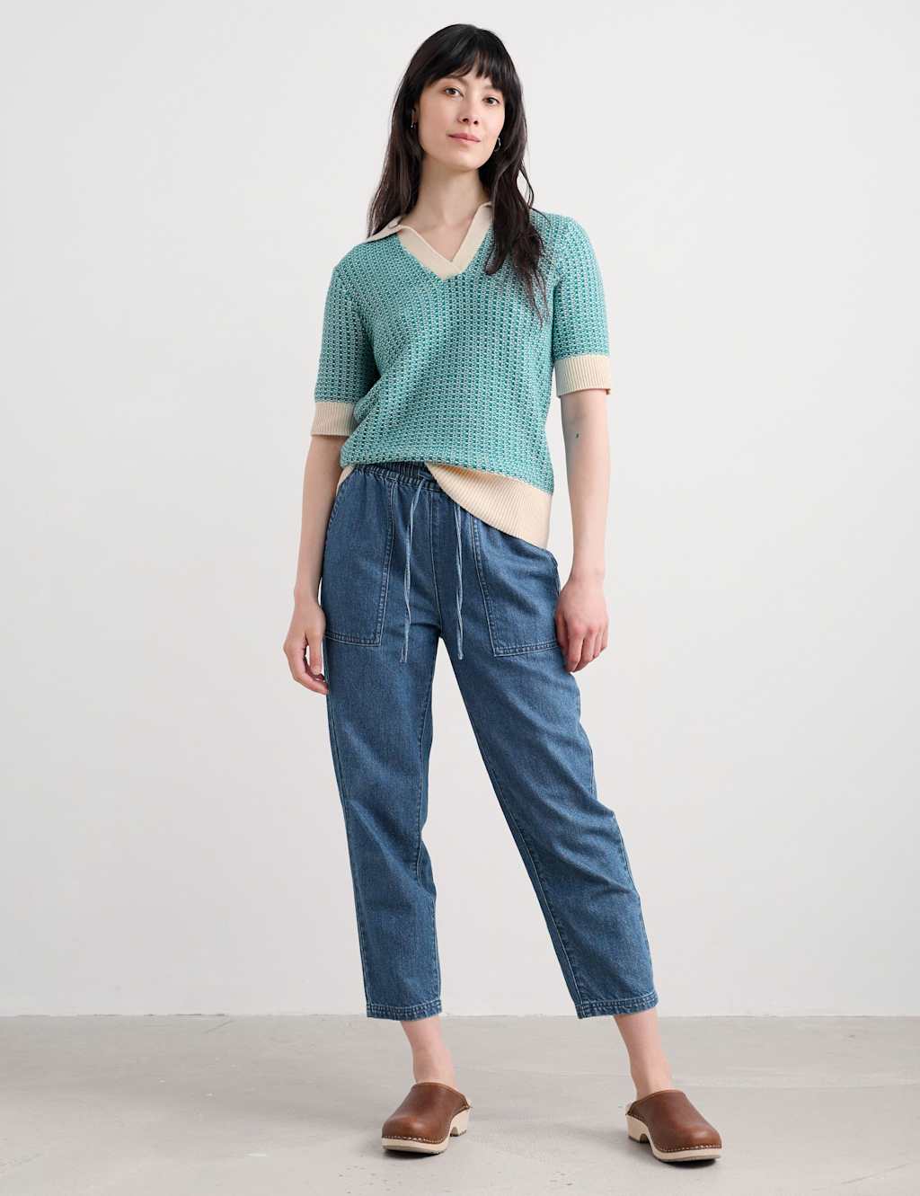 Seasalt Cornwall Women's Pure Cotton Knitted Textured Top - 16 - Teal, Teal