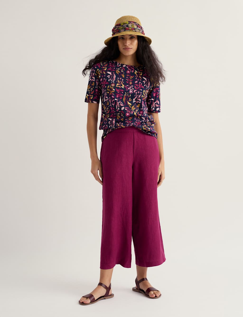 Seasalt Cornwall Women's Pure Cotton Floral T-Shirt - 12 - Navy Mix - Available at M&S