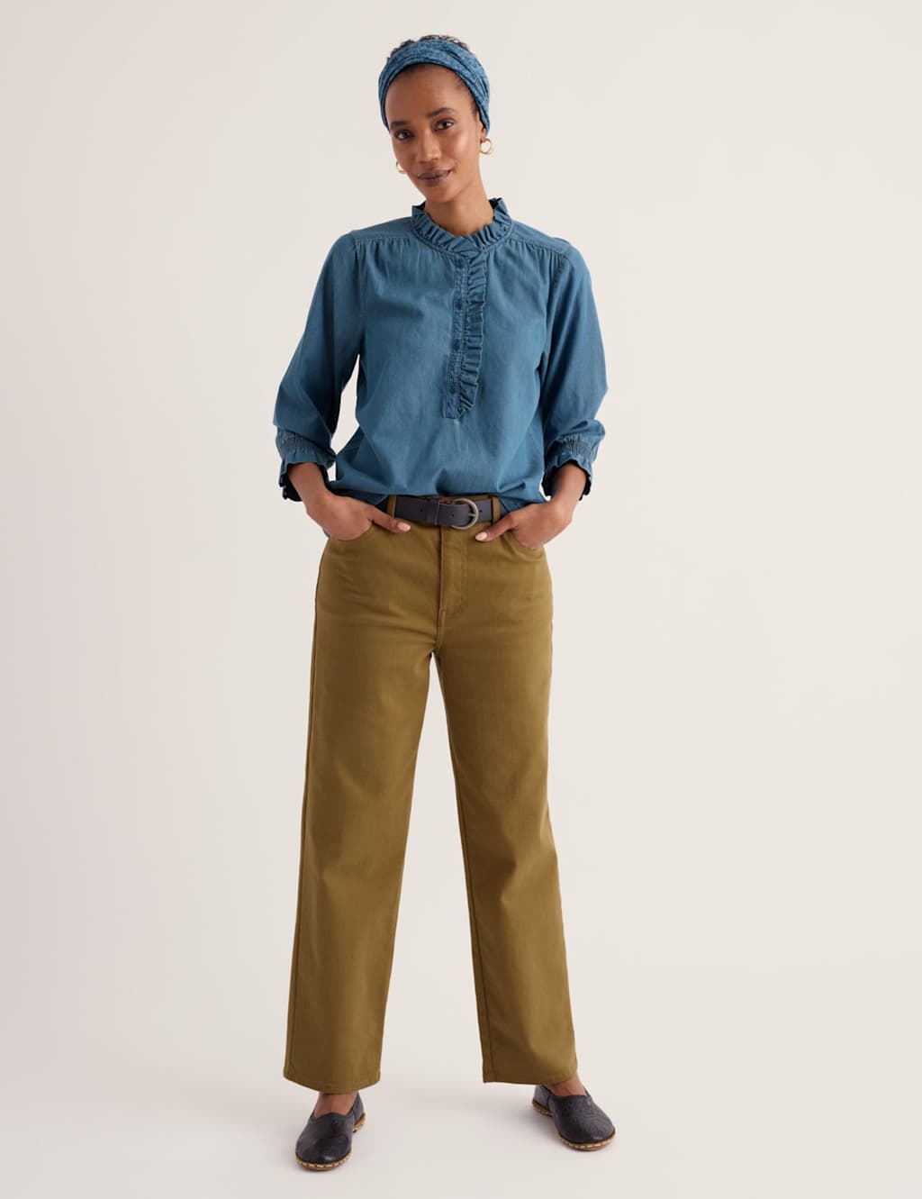 Seasalt Cornwall Women's Denim Relaxed Frill Detail Shirt - 20 - Blue - Available at M&S
