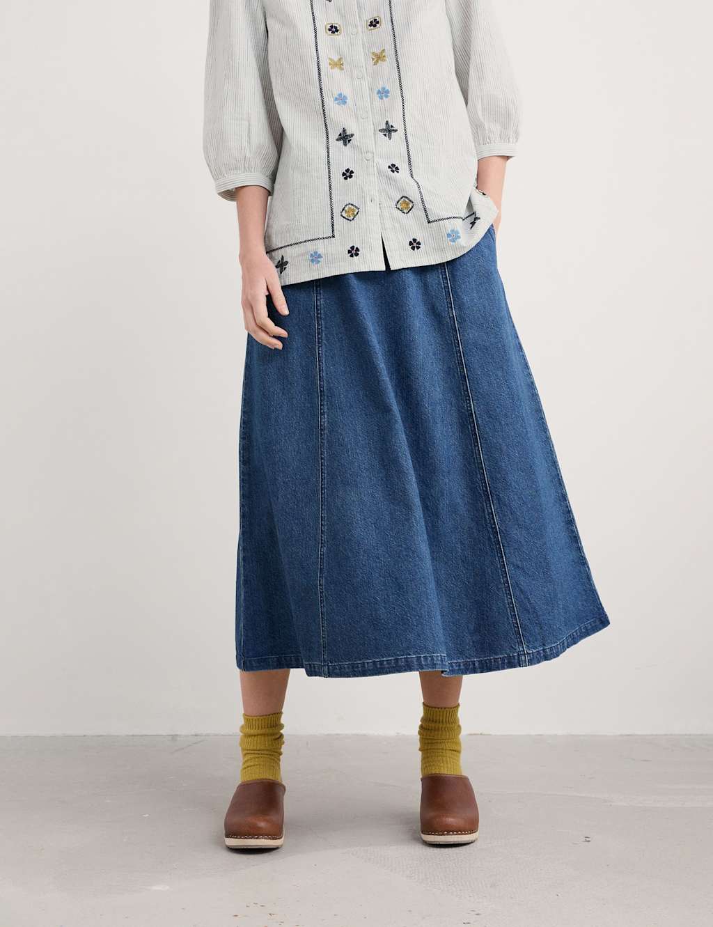Seasalt Cornwall Women's Cotton Rich A-Line Skirt - 14 - Blue, Blue