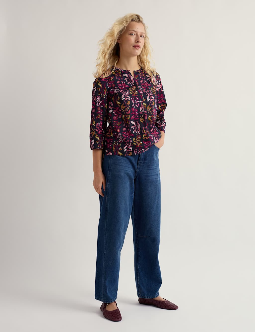 Seasalt Cornwall Women's Pure Cotton Jersey Floral Top - 20 - Navy Mix - Available at M&S