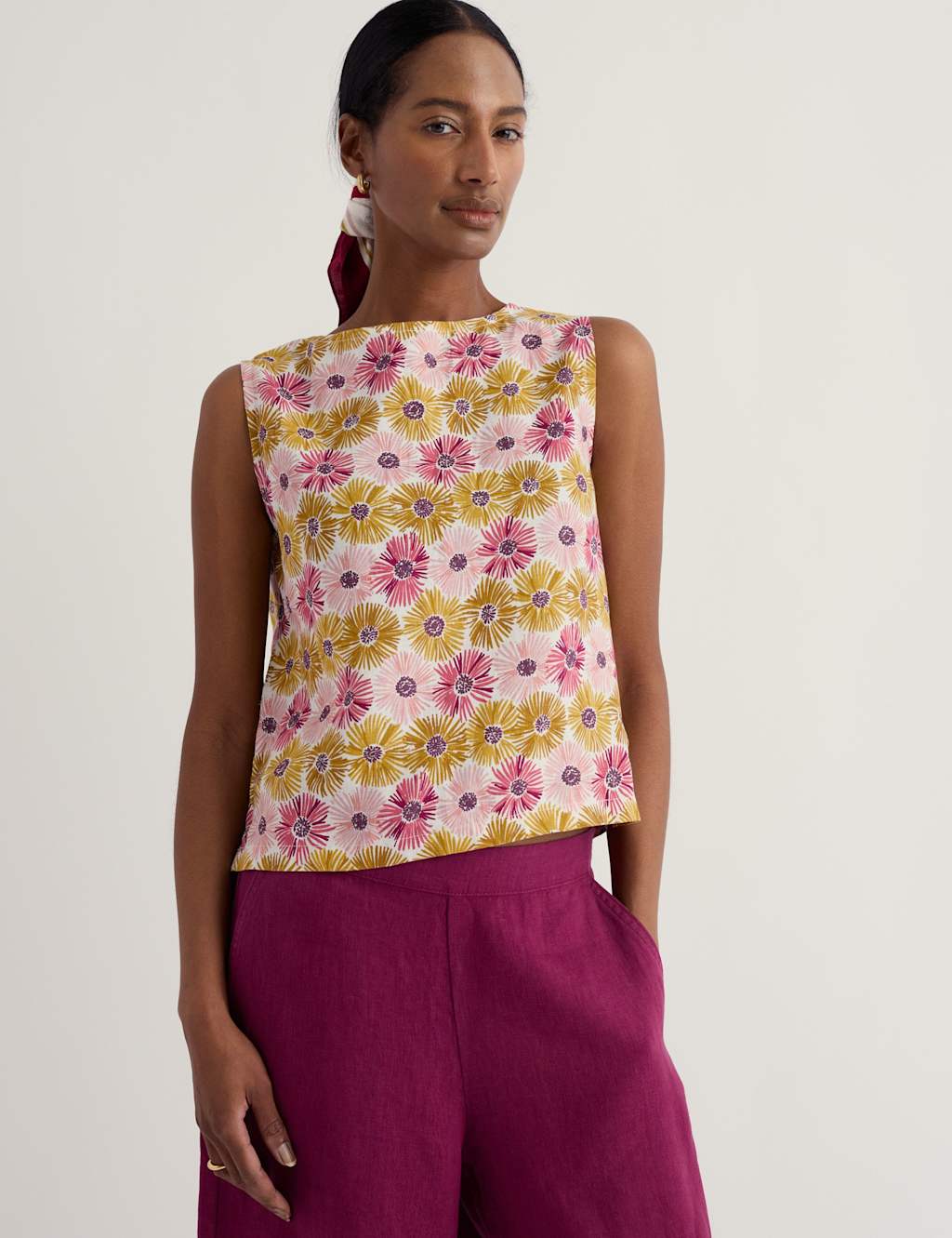 Seasalt Cornwall Women's Pure Linen Floral Slash Neck Top - 20 - Multi - Available at M&S
