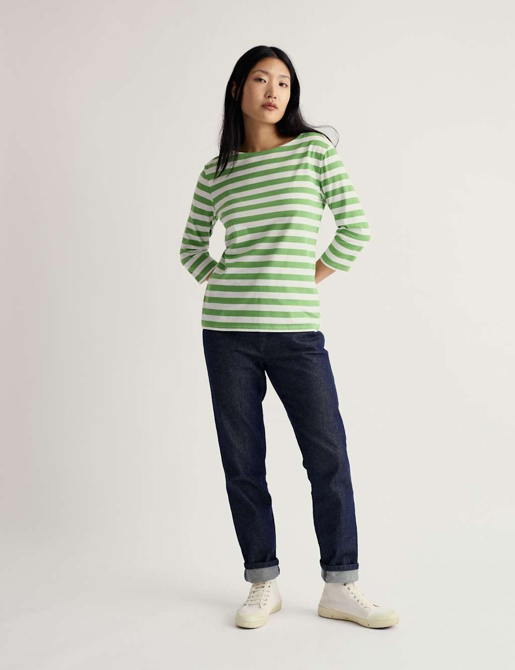 Seasalt Cornwall Women's Pure Cotton Striped Top - 20 - Green Mix - Available at M&S