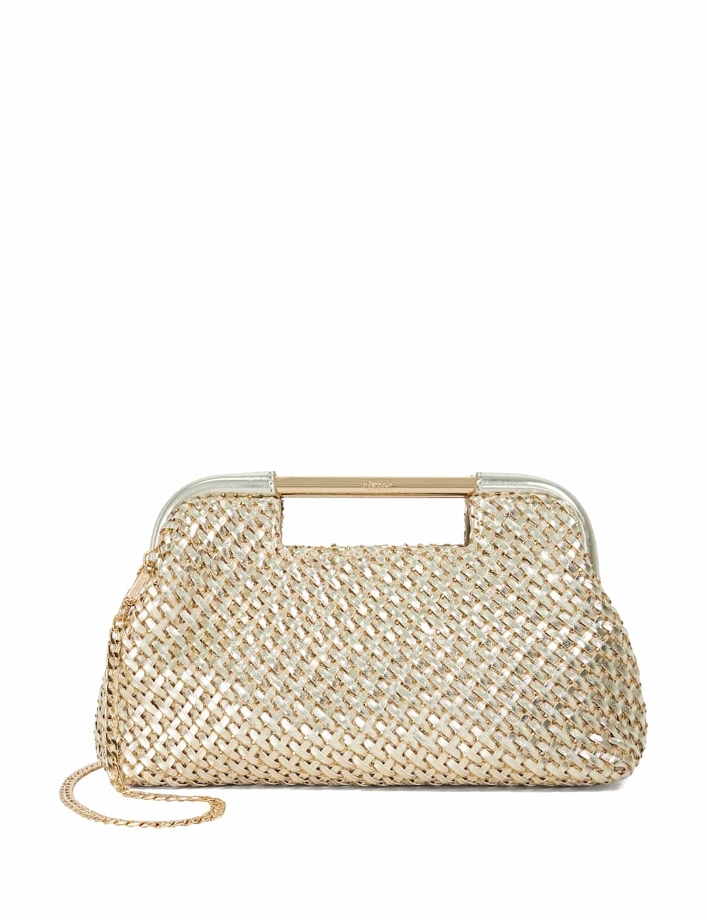 Woven Diamante Chain Strap Clutch Bag