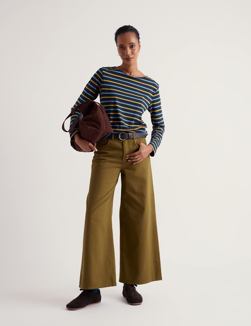 Seasalt Cornwall Women's Pure Cotton Striped Crew Neck Top - 18 - Blue Mix - Available at M&S