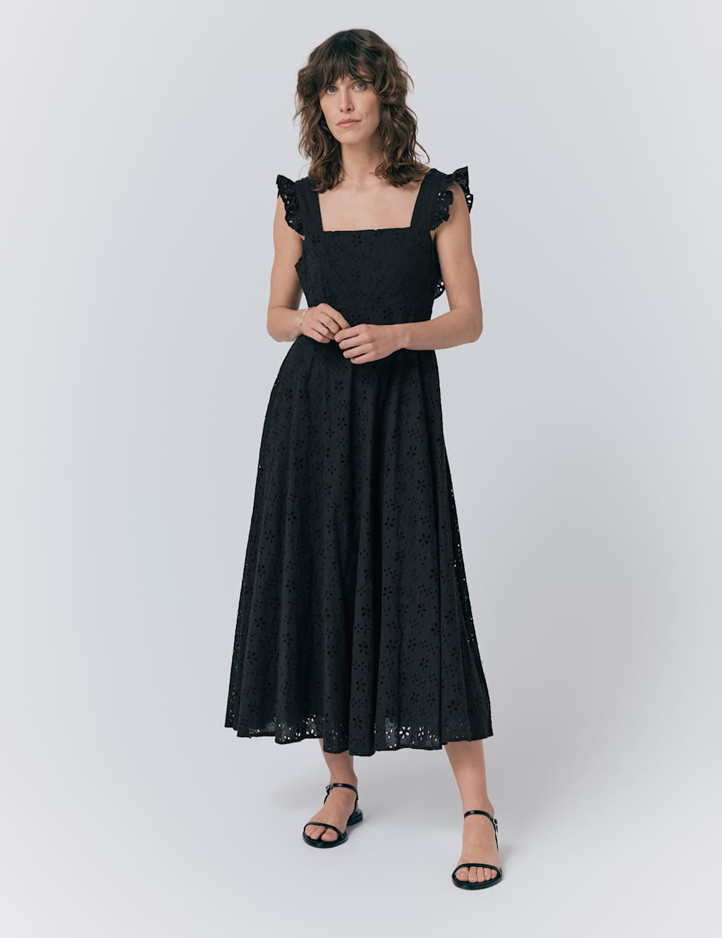 Pure Cotton Broderie Midaxi Skater Dress