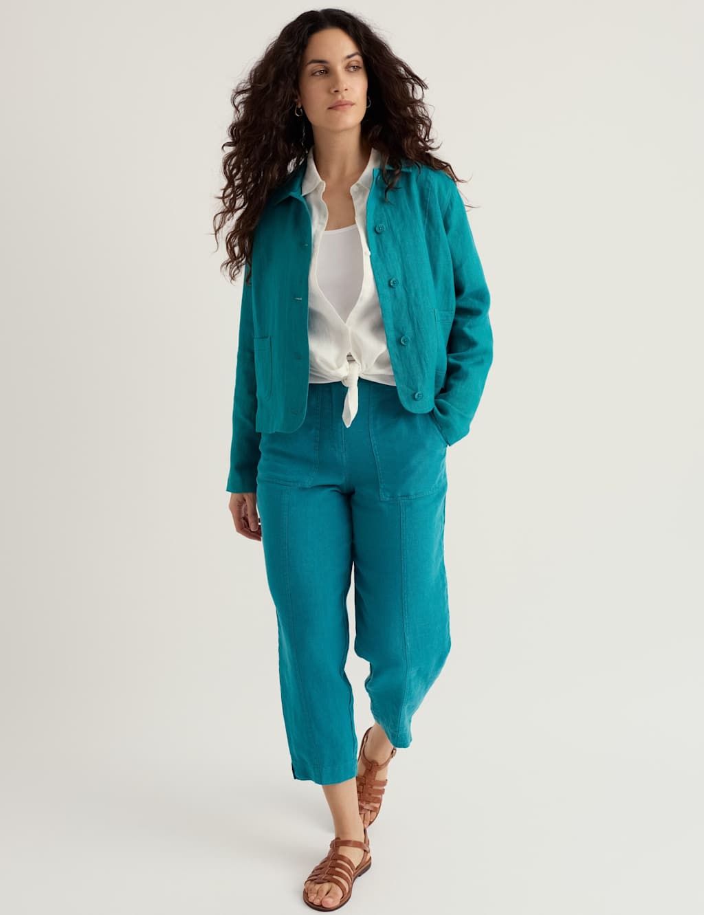 Seasalt Cornwall Women's Pure Linen Relaxed Lightweight Jacket - 20 - Teal - Available at M&S