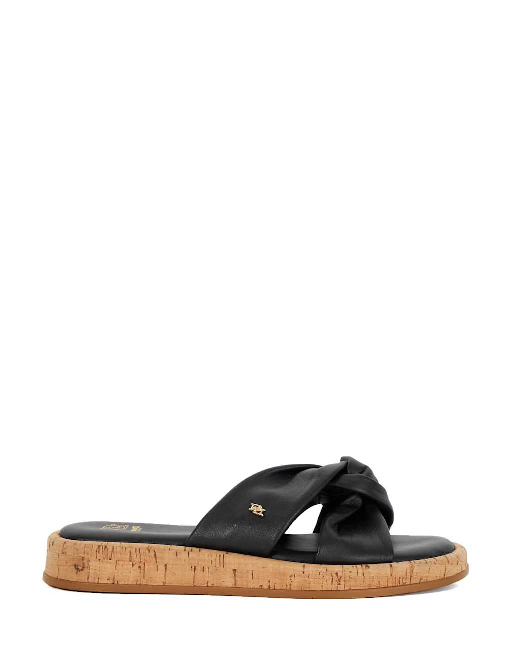 Leather Cork Cross Strap Flat Sandals