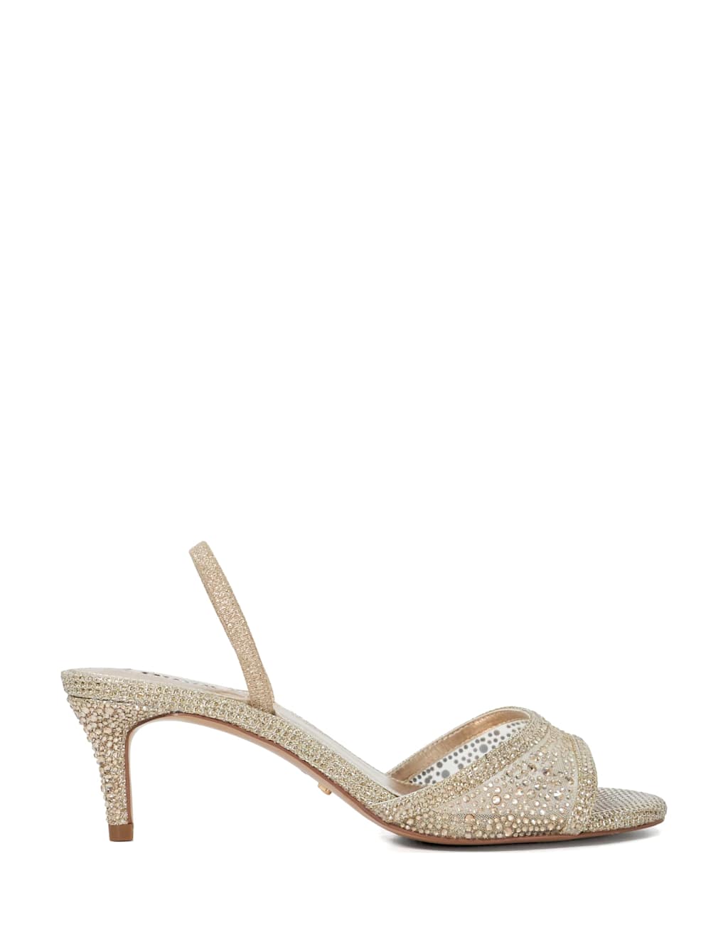 Wide Fit Embellished Kitten Heel Sandals