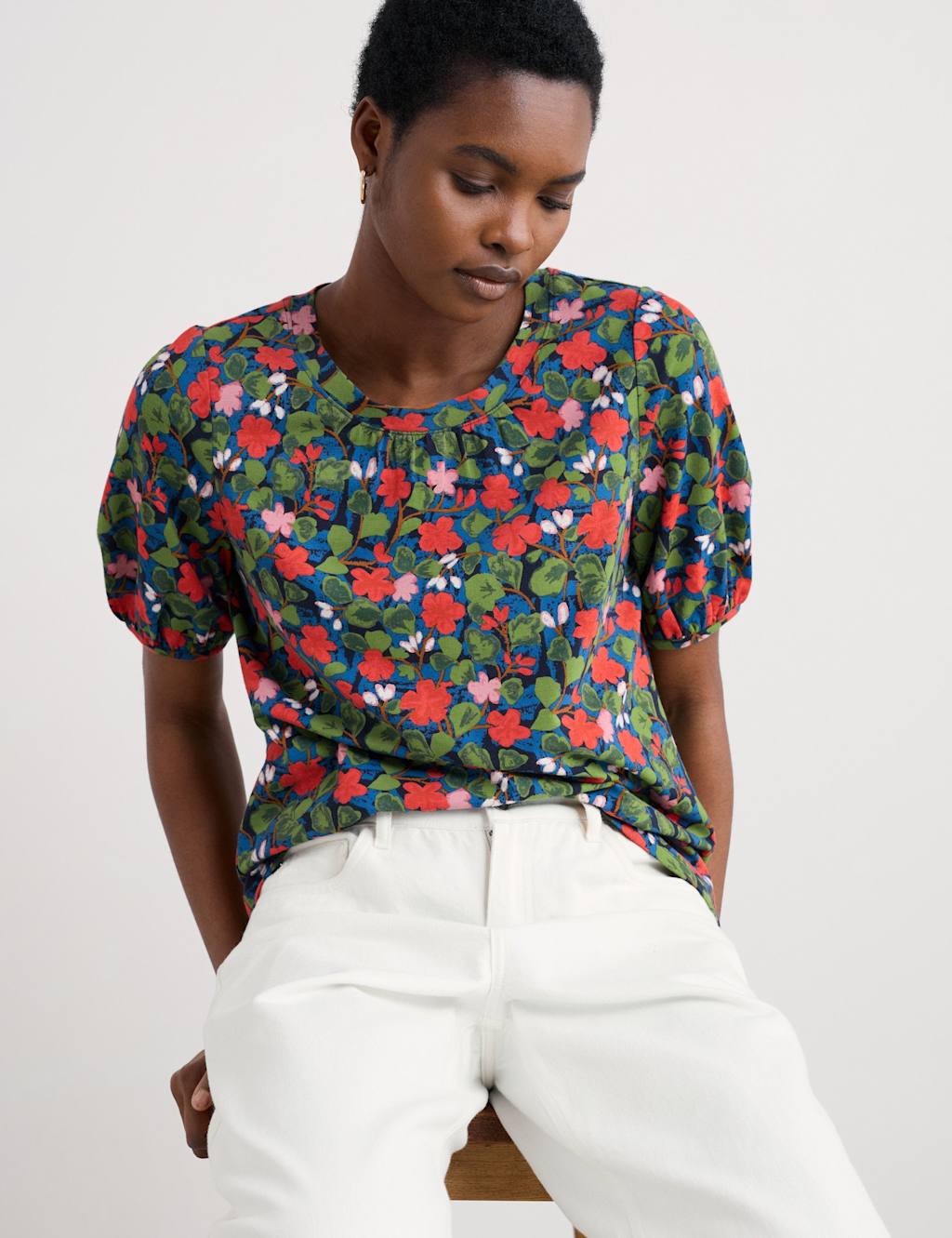Seasalt Cornwall Women's Seaberry Jersey Short Sleeve Top - 14 - Multi, Multi