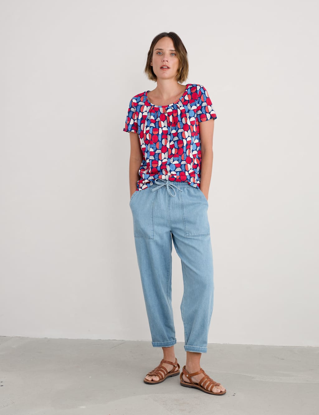 Cotton Blend Geometric T-Shirt