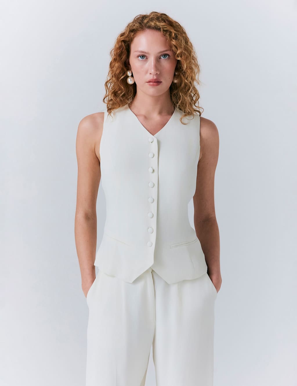 Crepe Single Breasted Waistcoat
