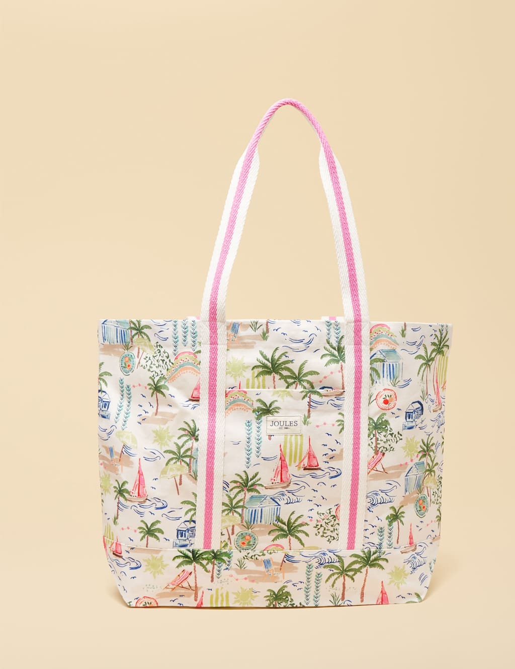 Joules Women's Pure Cotton Printed Tote Bag - Green Mix - Available at M&S