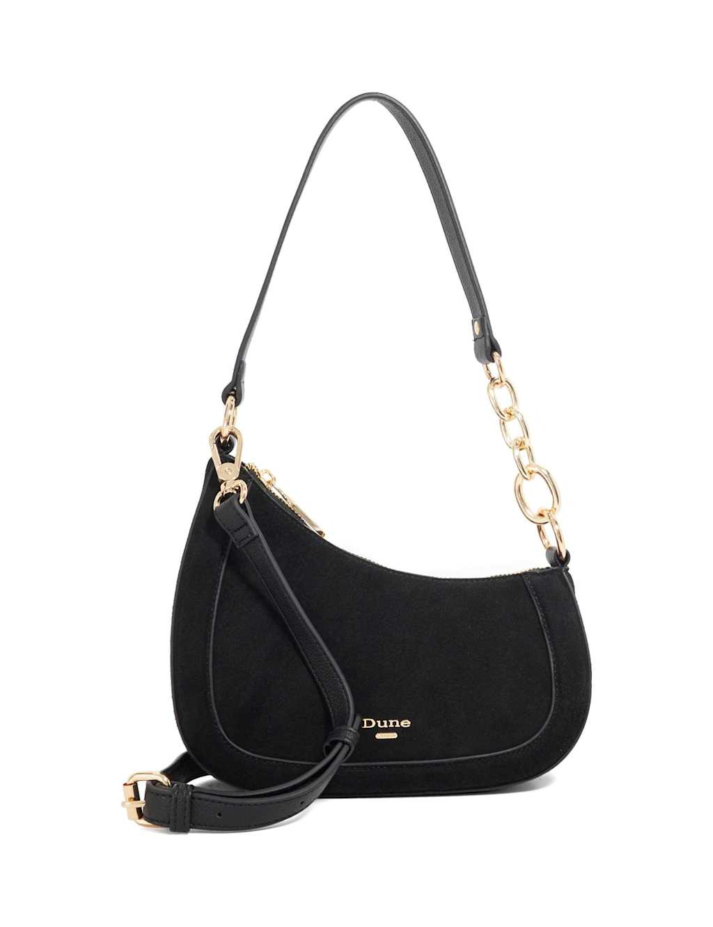 Dune London Leather Chain Strap Cross Body Shoulder Bag Black