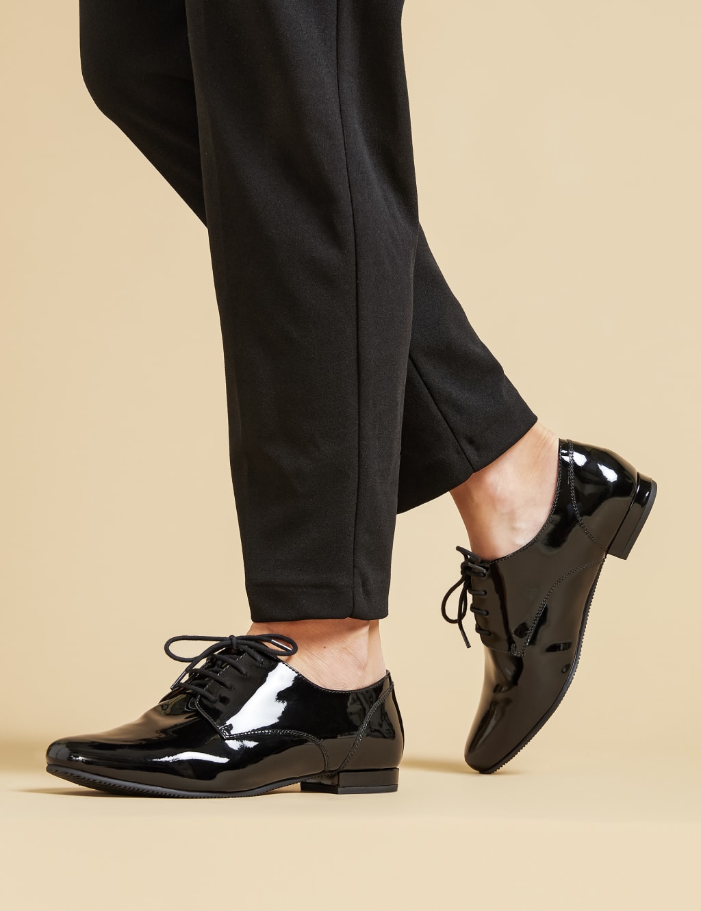 Wide Fit Leather Patent Brogues