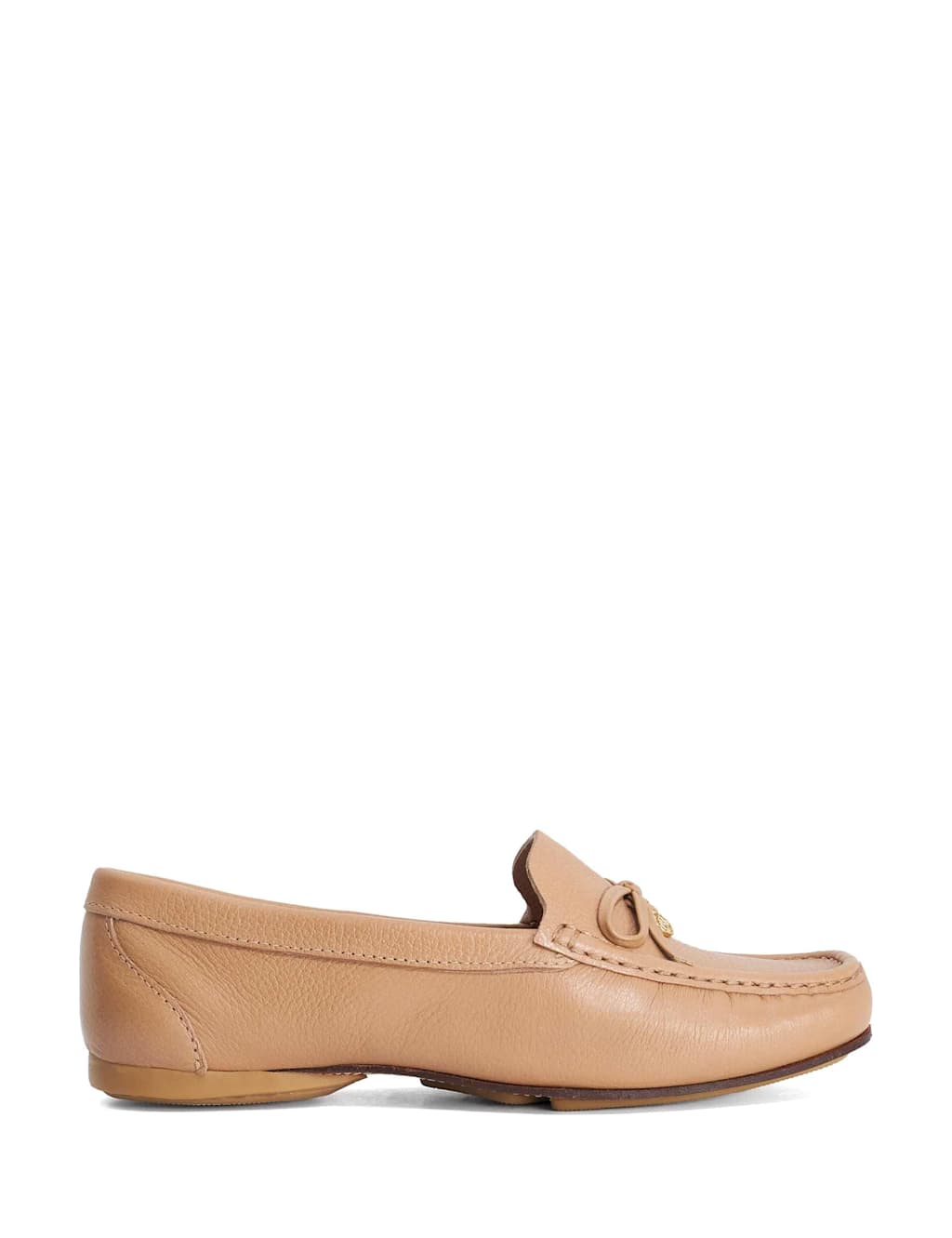 Dune London Women's Wide Fit Leather Flat Loafer - 4 - Camel - Available at M&S