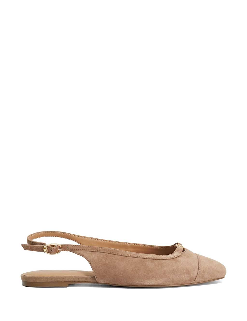 Dune London Women's Wide Fit Suede Flat Slingback Shoes - 5 - Beige - Available at M&S