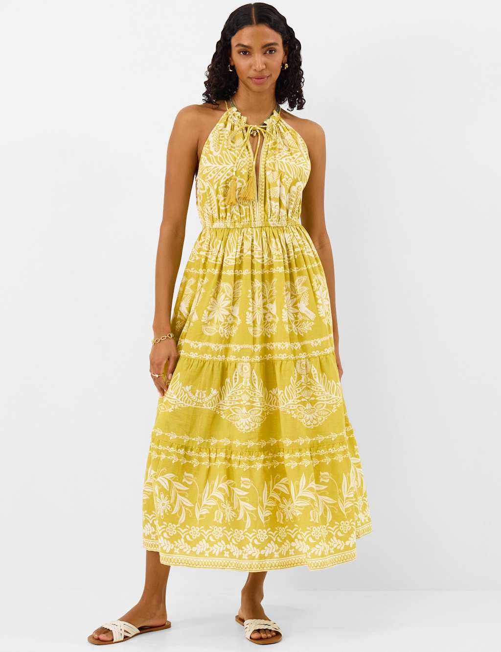 Accessorize Women's Pure Cotton Printed Halterneck Midaxi Beach Dress - Small - Green - Available at M&S
