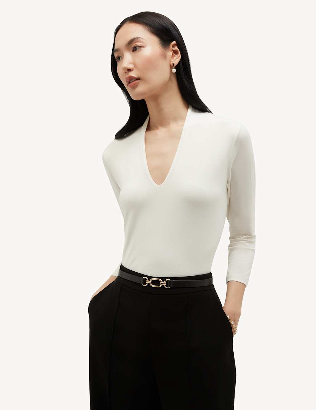 Hobbs Women's Leather Waist Belt - Medium - Black - Available at M&S