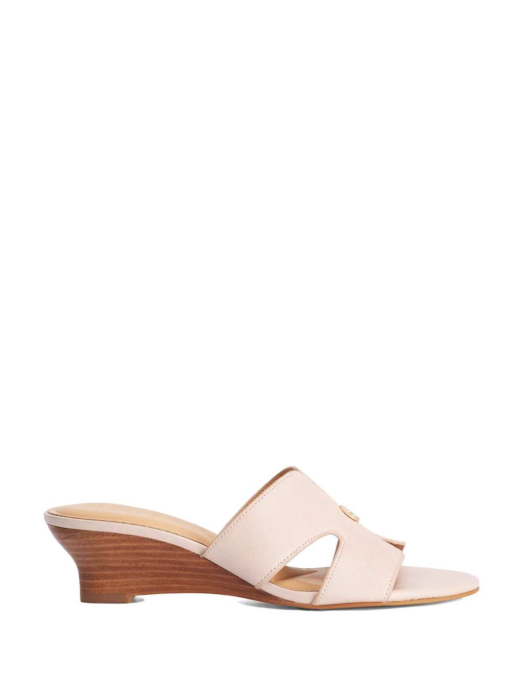 Dune London Women's Wide Fit Leather Wedge Mules - 4 - Blush - Available at M&S