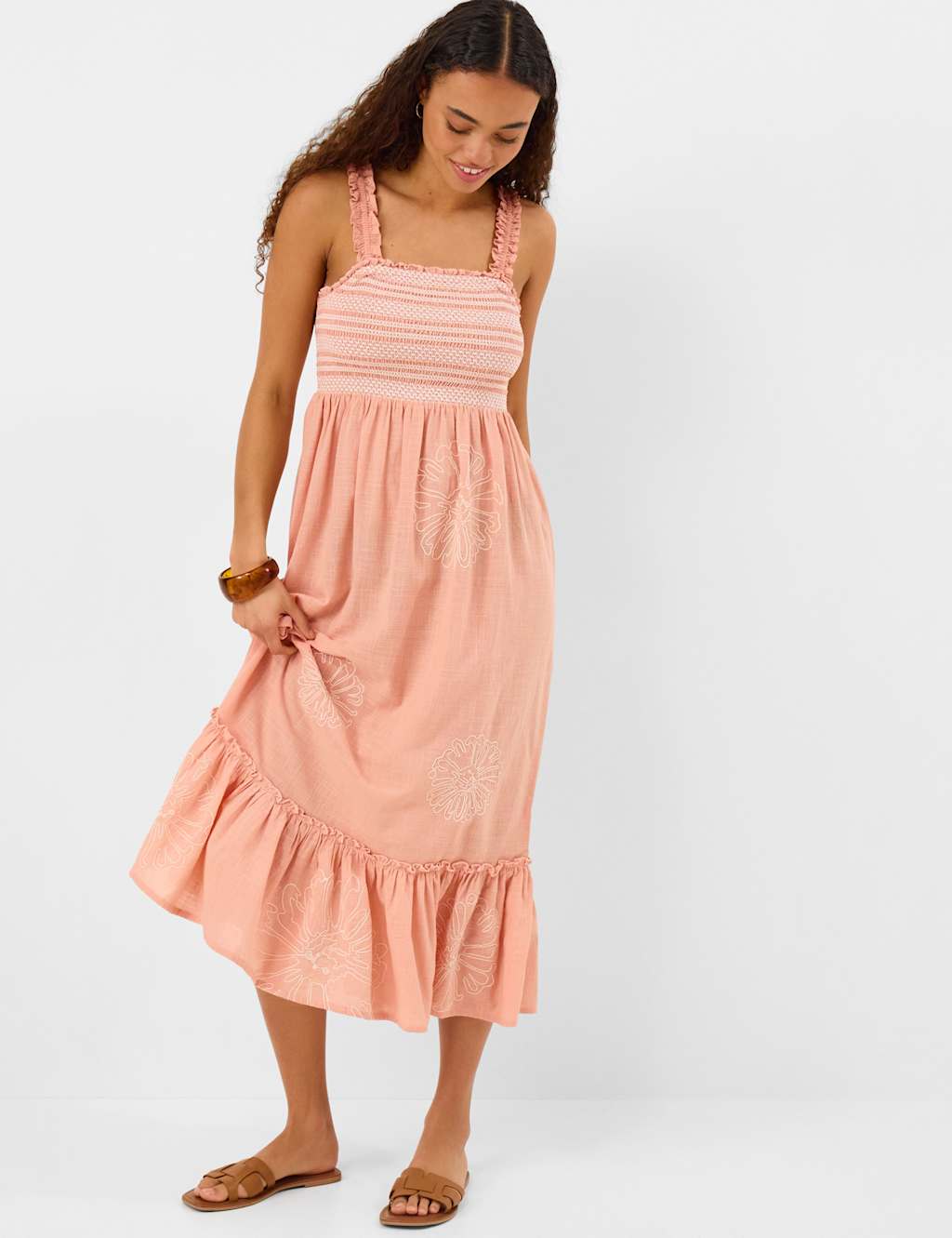 Accessorize Women's Pure Cotton Frill Shoulder Maxi Beach Dress - Medium - Pink - Available at M&S
