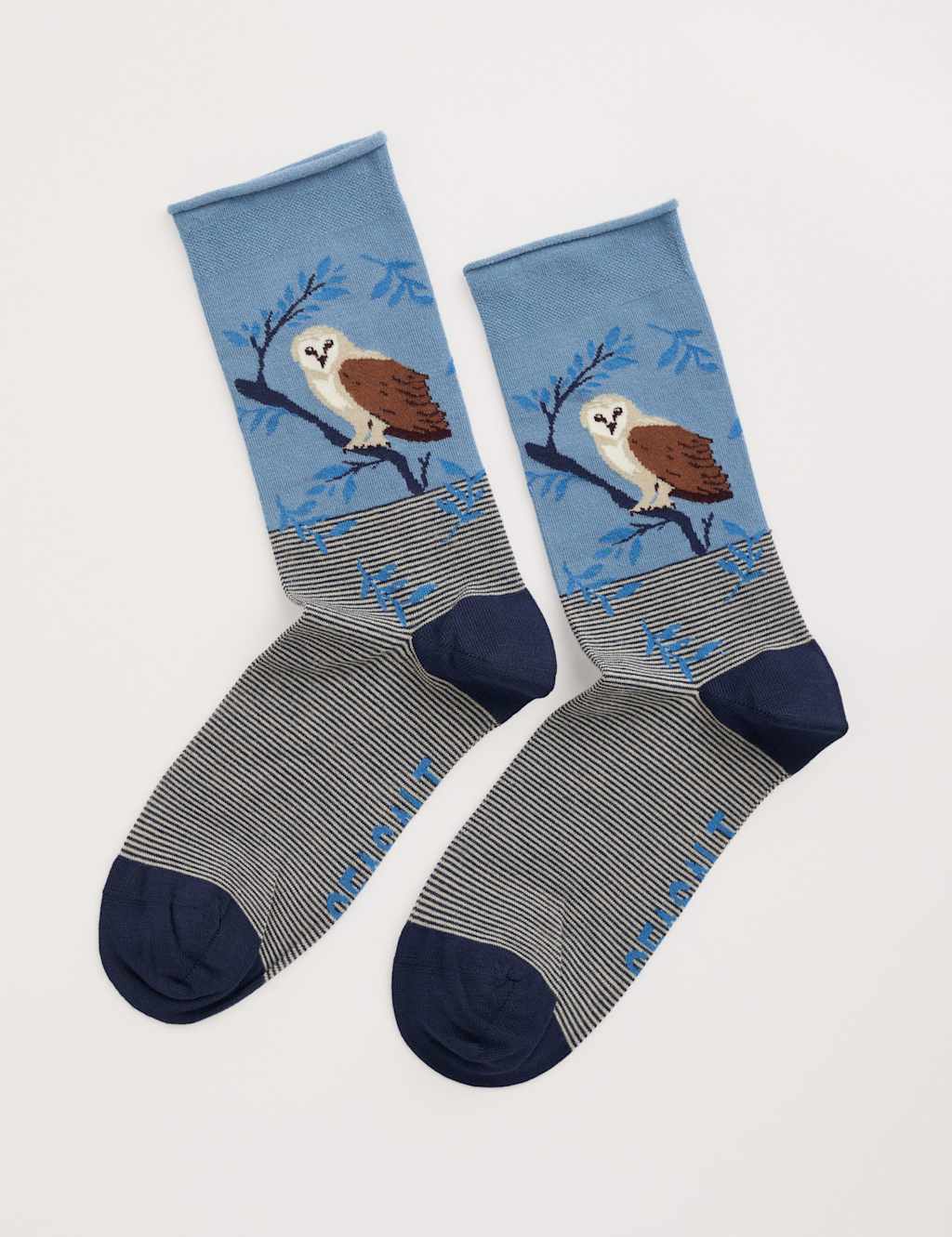 Seasalt Cornwall Owl Ankle High Socks Navy Mix