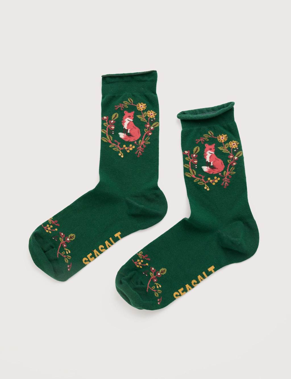 Seasalt Cornwall Cotton Rich Arty Ankle High Socks Green Mix