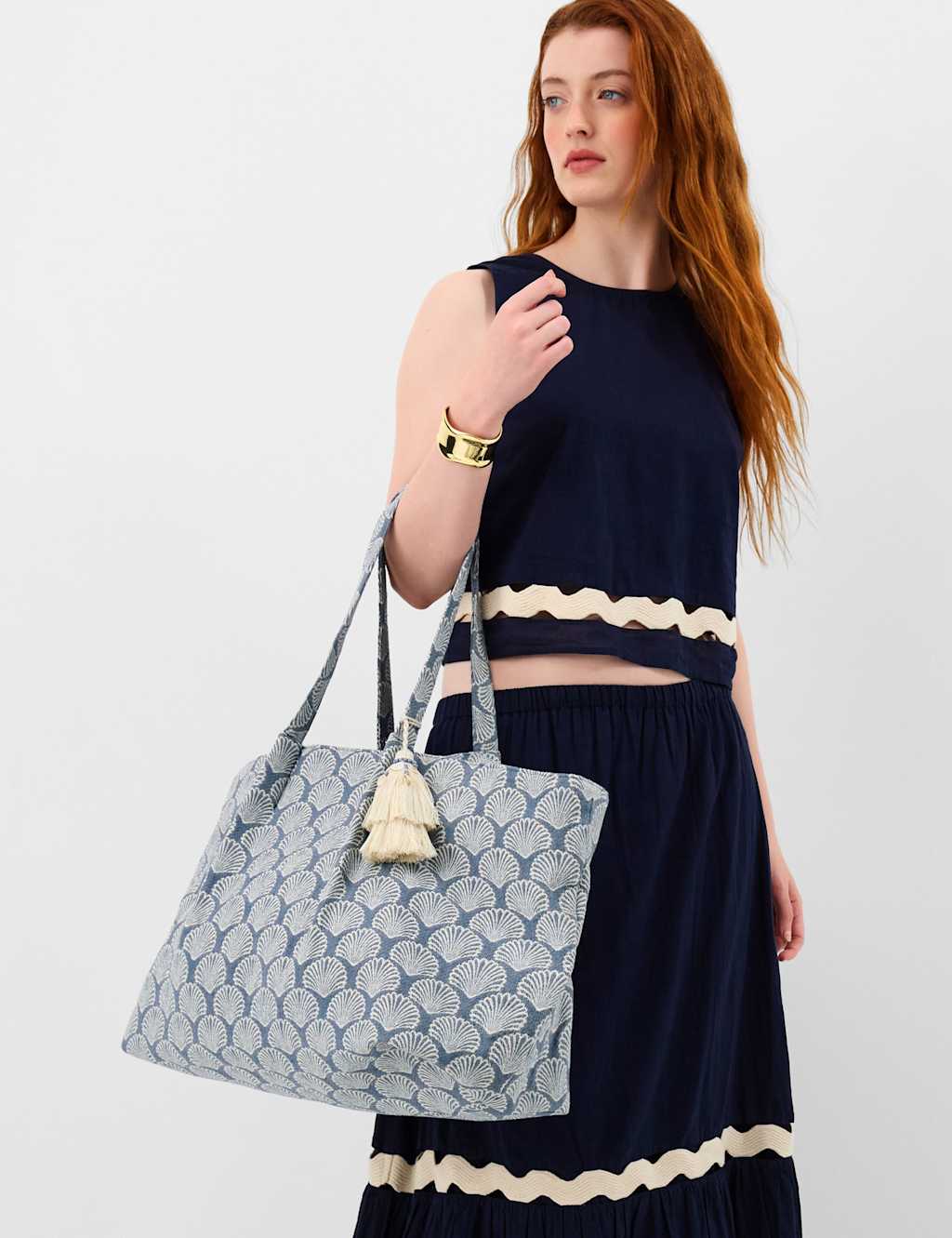 Accessorize Women's Pure Cotton Shell Weekend Bag - Blue - Available at M&S