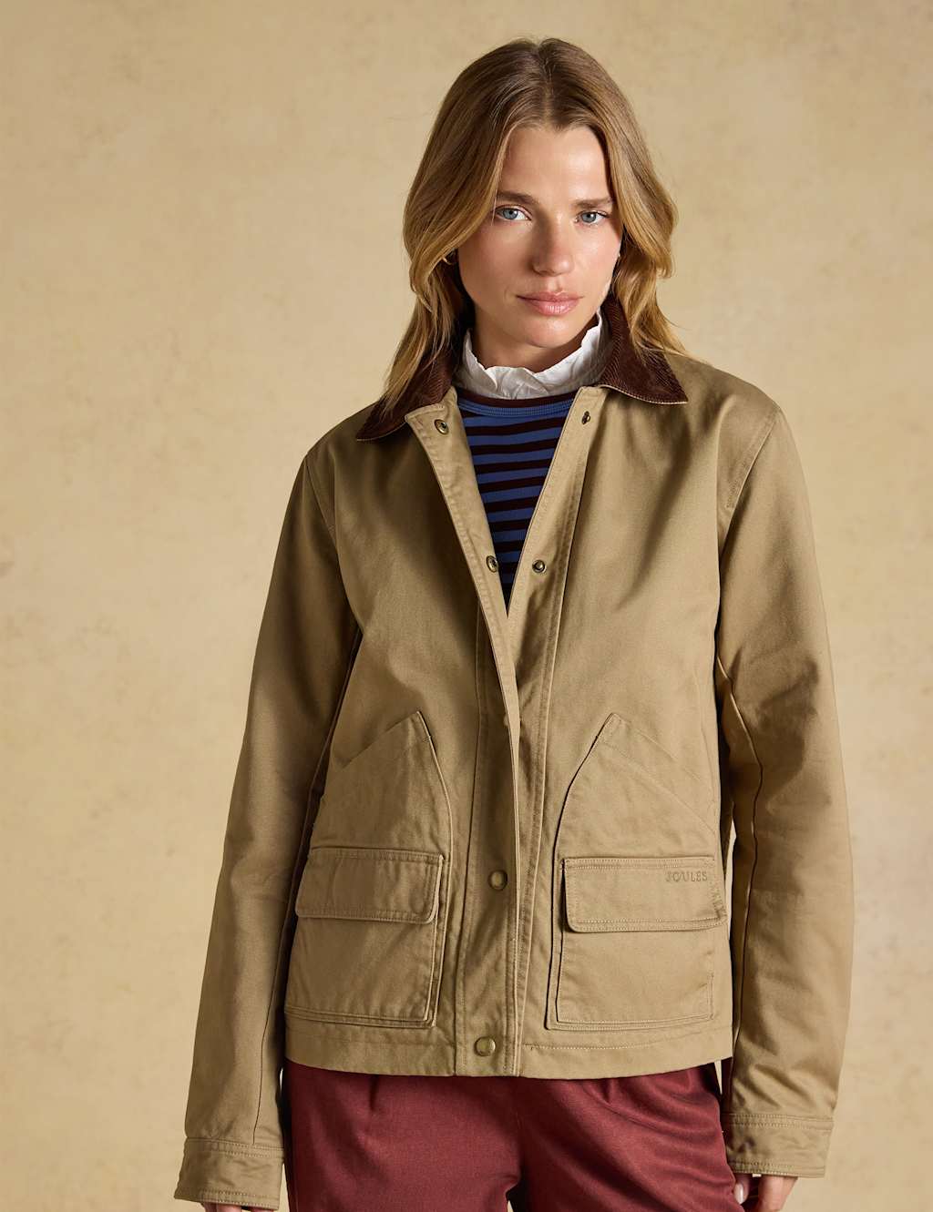 Joules Women's Pure Cotton Embroidered Utility Jacket - 6 - Tan - Available at M&S