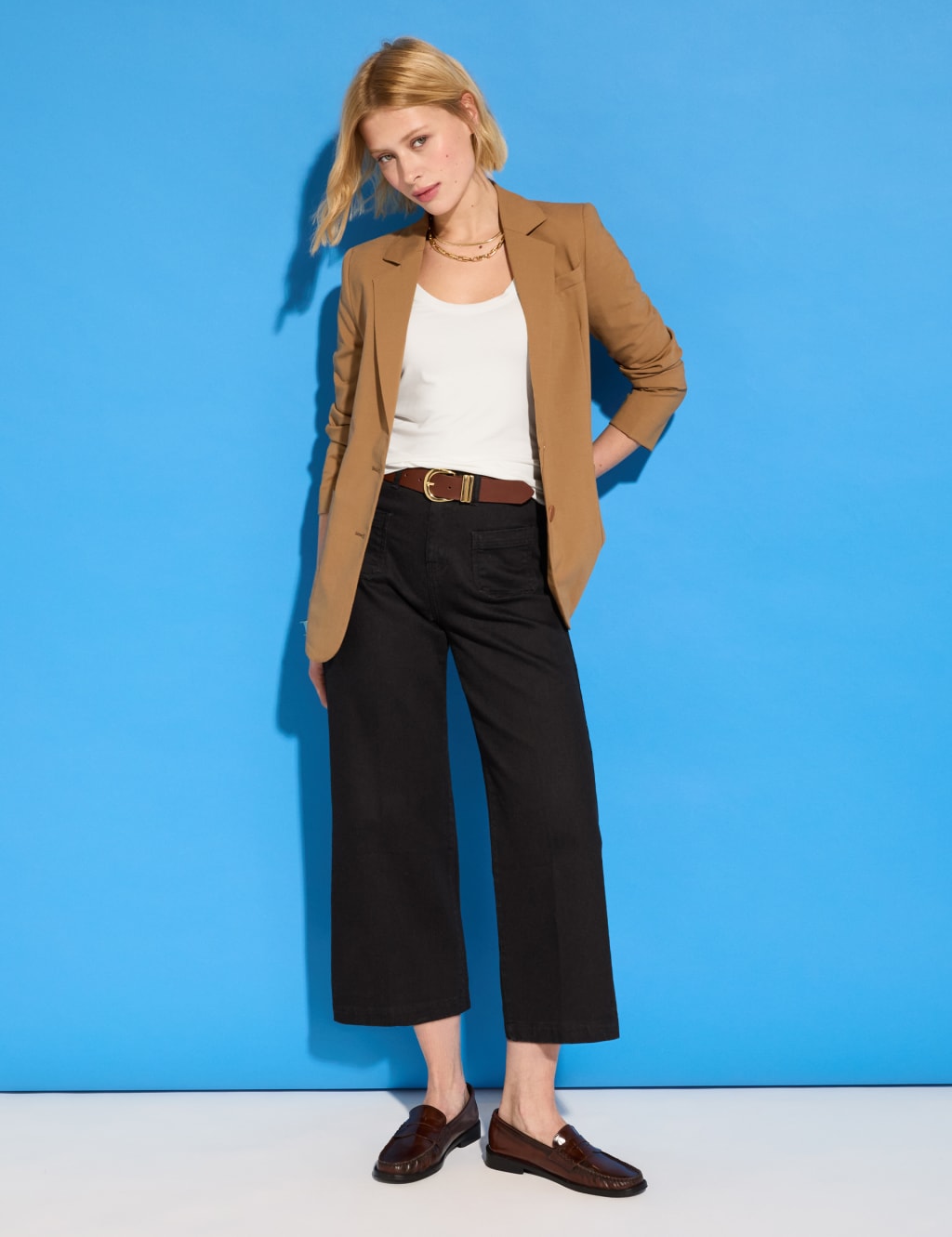 High Waisted Wide Leg Cropped Jeans
